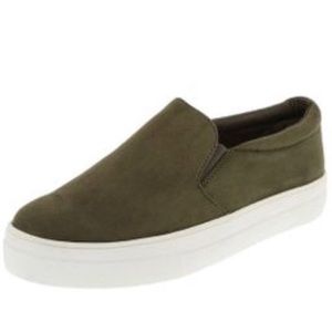Brash olive slip ons